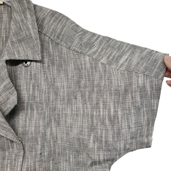 Eileen Fisher Gray Short Sleeve Lagenlook Jacket Cotton Linen Blend Artsy Chic - Picture 8 of 13